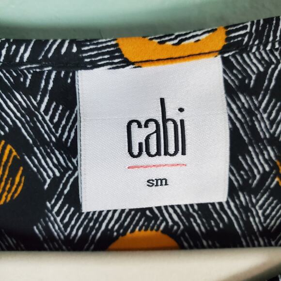 Cabi Eclipse Moon Popover Black Allover Print Blouse Top Size Small - Picture 3 of 6